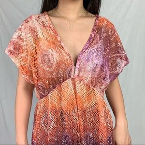 jordan taylor xl orange and purple beach cover dress